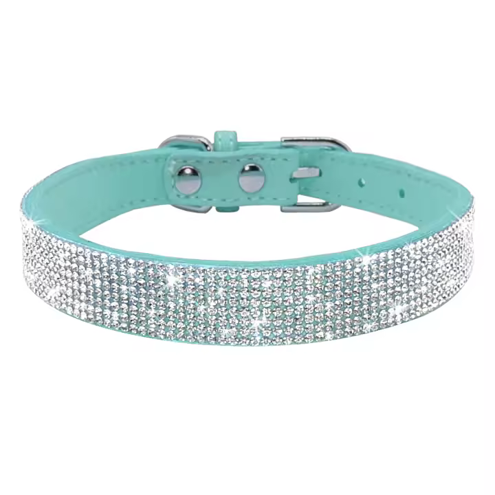 Collar De Cuero Suave Rosa Para Perros Y Gatos Ajustable Con Rhinestones Didog Adecuado Para Pequeños Y Medianos Animales XS S M Chihuahua - 1