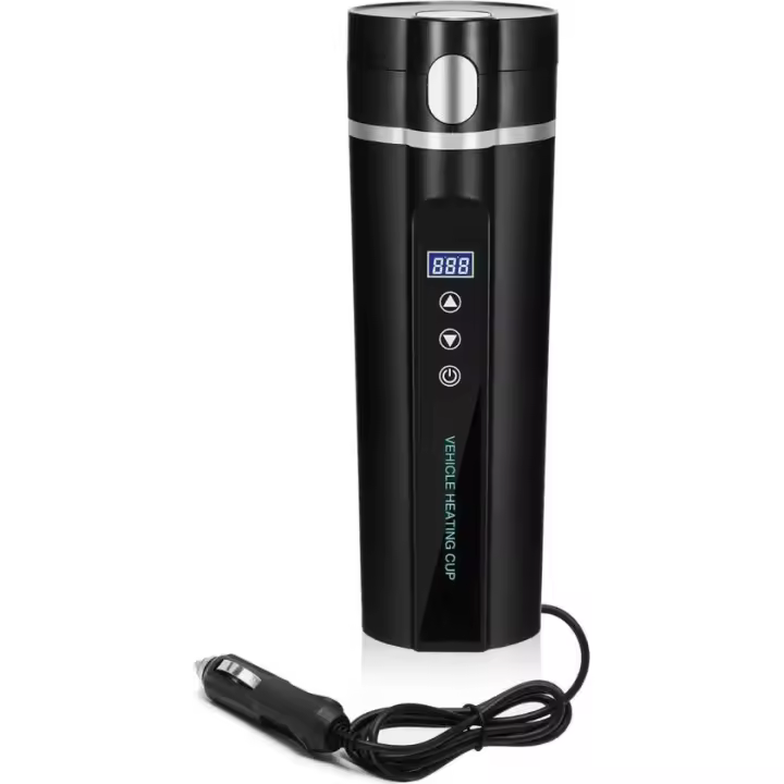 TK BIT Botella para coche - Botella de camping con control de temperatura - Botella con aislamiento al vacío de doble pared - Negra - 1