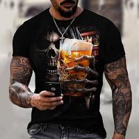 Camiseta De Verano Para Hombre Con Estampado De Calavera Y Punisher Estilo Harajuku Casual Cuello Redondo Manga Corta Te De Estilo Cool - details 4