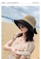 Sombrero De Verano Para Mujer COKK Tejido Al Hilo Transpirable Plegable Protección Solar Con Lazo Sombrilla Estilo Coreano Para Playa Viajes - details 0