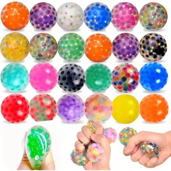 Paquete de 10 pelotas antiestrés con cuentas de agua de colores - 1