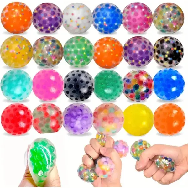 Paquete de 10 pelotas antiestrés con cuentas de agua de colores - 1