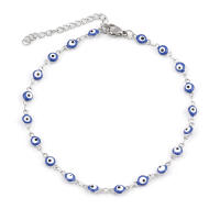 Anklet De Acero Inoxidable Con Ojo Turco Para Mujer Pulsera Colorida De Enamel Joyería De Pierna Regalos De Cumpleaños 23cm Longitud 1 PC - details 4