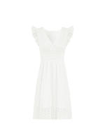 Vestido De Mujer Con Manga De Hoja De Loto Verano Cuello En V Bordado Rompepiés Midi A-Line Para Ocasiones Casuales - details 9