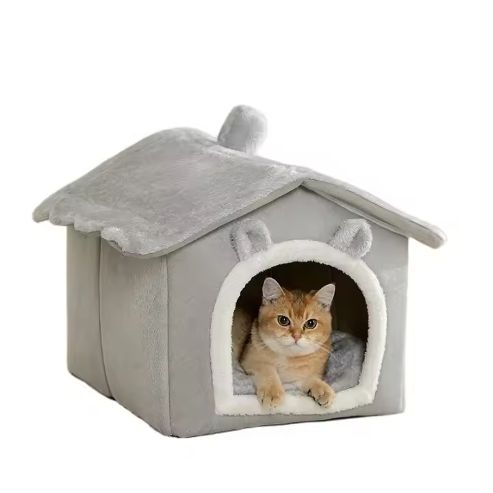 Casa De Mascotas Plegable Para Gatos Y Perros Pequeños Con Sofá Cueva Mueble Para Mascotas Material De Algodón Lavable Y Desmontable - 1