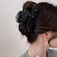 Pinza De Cabello Para Mujer Estilo Coreano De Alta Gama Con Red Y Puntos De Onda Clip De Tiburón Tejido Accesorio De Moda Para El Exterior - details 3