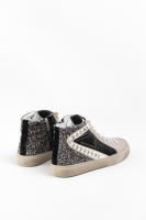 Lyla Wang Zapatillas Altas de Mujer con Glitter Plateado y Cordones Azules - details 8