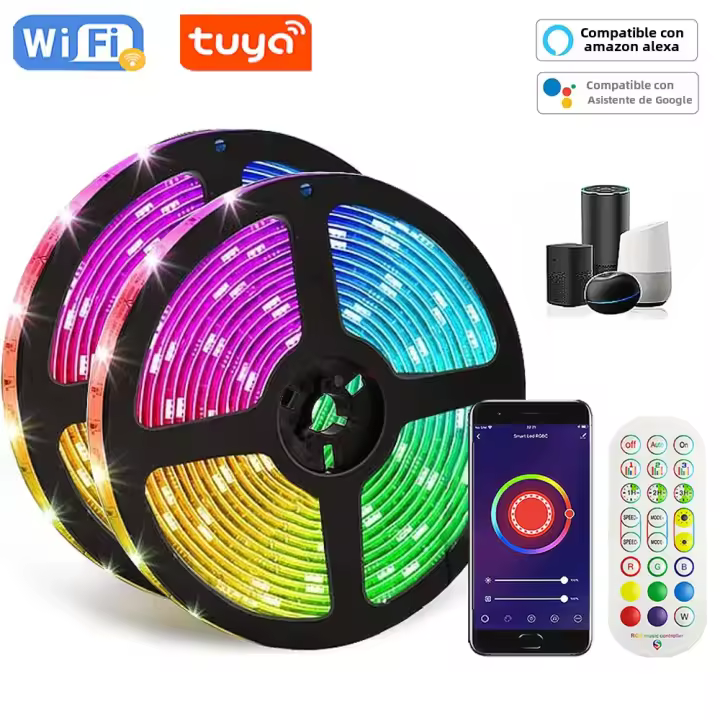 Tira De Luces LED USB Tuya Control WIFI RGB Luz Flexible Alambre De Luces 5V Para TV Decoración De Habitación Compatible Con Alexa - 1