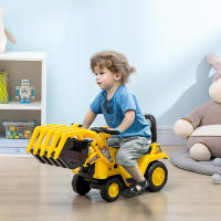 HOMCOM Tractor sin Pedales para Niños de +3 Años Excavadora Correpasillos con Pala Móvil Asiento de Almacenamiento Oculto y Bocina Carga 30 kg 83x27x39 cm Amarillo - details 1