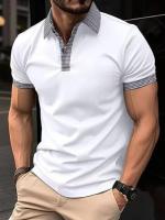 Camisa Polo Hombre Verano Color Sólido Cuello En V Botones Manga Corta Diseño Oversize Ropa Casual Negocios Prenda Transpirable - details 4
