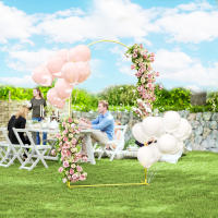 Outsunny Arco de Jardín de Metal para Rosas Arco de Boda con Recubrimiento en Polvo Resistente a la Intemperie para Plantas Trepadoras para Decoración Patio Terraza 120x40x220 cm Dorado - details 1
