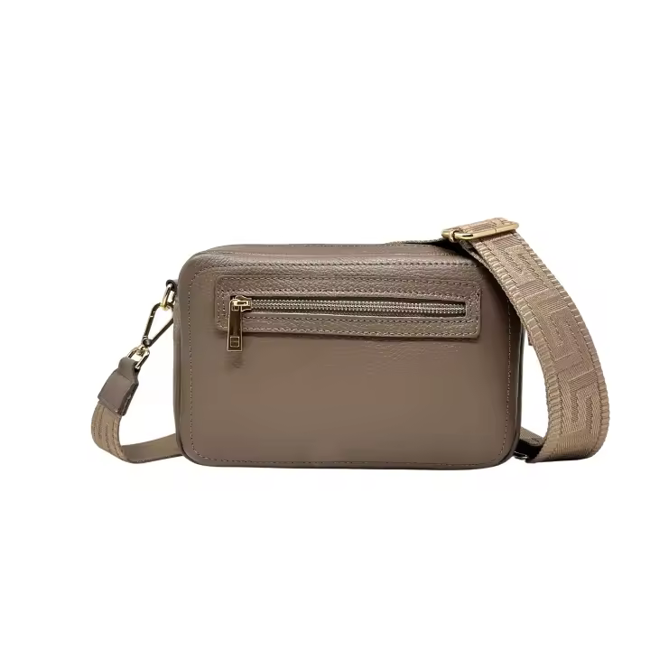 Bandoleras Mujer median, Bolso para Mujer, de Piel authentic Con dos compartimientos y dos Correos de HOMBRO extrables e intercambiables Made in Italy Modelo Grace Lux Bolso Taupe - 1