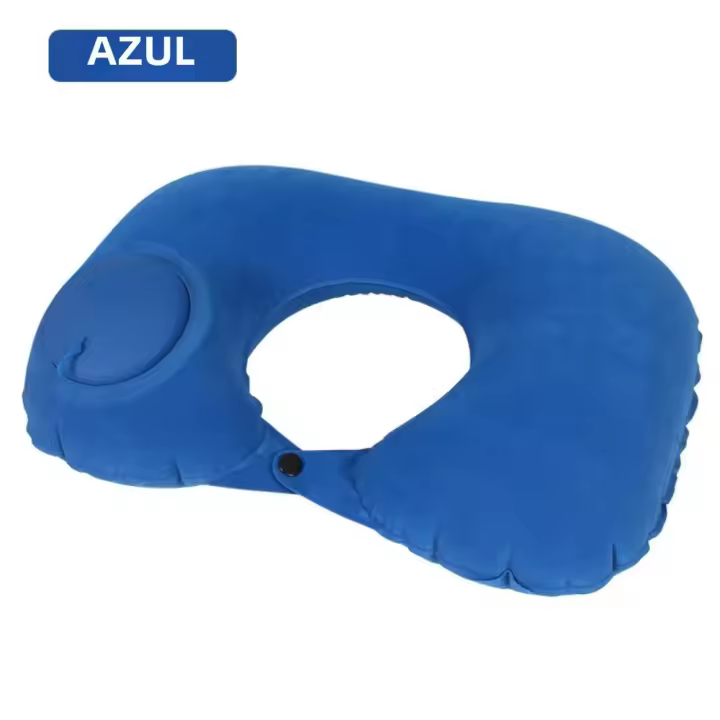 Almohada De Cuello En Forma De U Para Avión Y Coche Inflable Viaje Al Aire Libre 1Pc Material De Fibra De Bambú Relleno De Pollo - 1