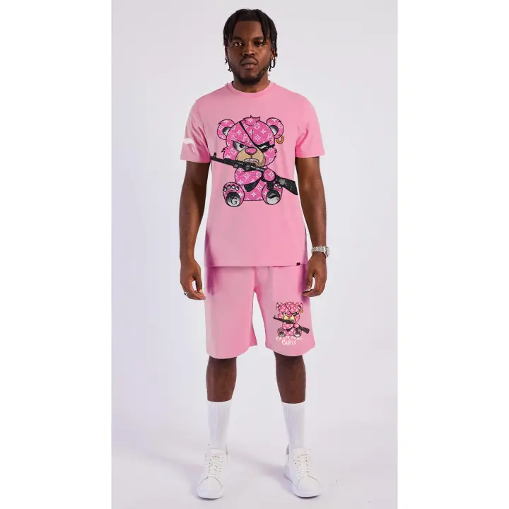 Conjunto PirateGang París Rosa Pedrería Brillante Oso Rosa Ak47 - 1