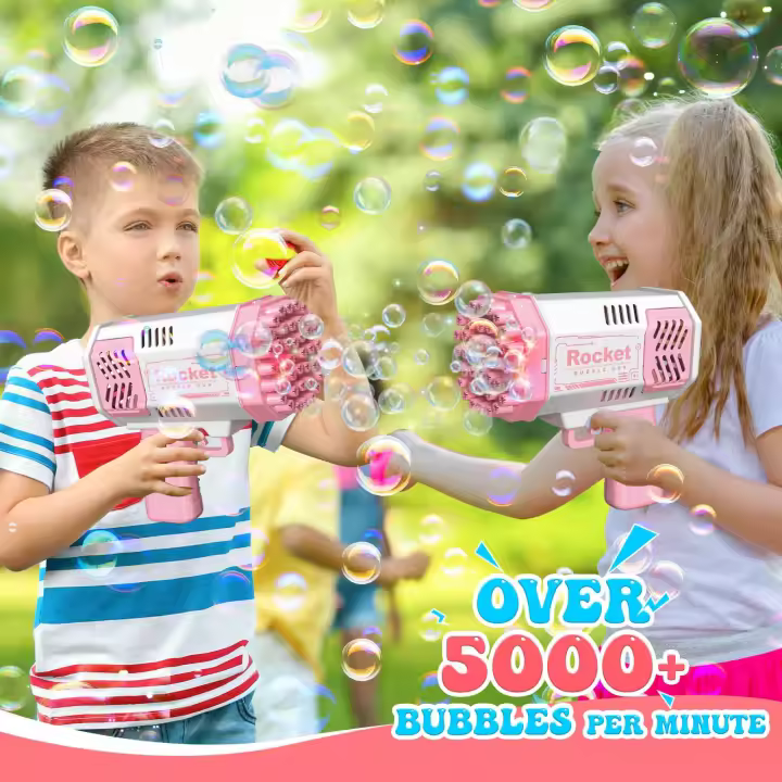 Juguetes para niños de 3 A 8 años: Paquete de 2 Máquinas De Burbujas con solución para Burbujas, Gift para niños de 3, 4, 5, 6, 7 Y 8 años, 4 A 6 años, varitas de burbujas para Bodas al Aire Libre. - 1