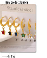 Damas oído aros Lindo imperable Chapado en oro joyería de moda pendientes Pendientes colgantes Estrella de Maple inoxidable - details 8