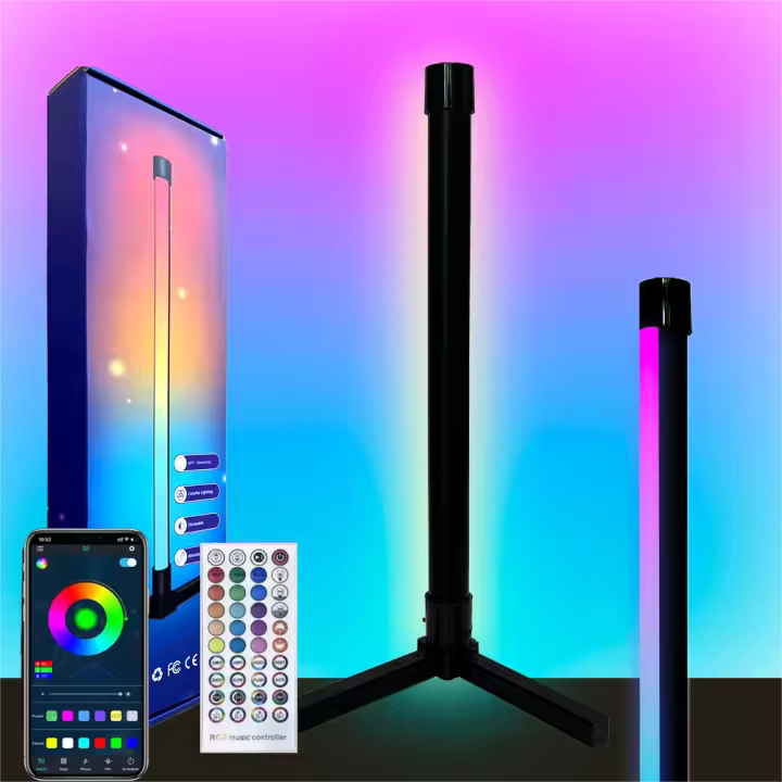 Lámpara De Piso LED RGB Con Lámpara De Punto Y Control Remoto Y APP Sincronización De Música Iluminación De Ambiente Para Sala De Estar - 1