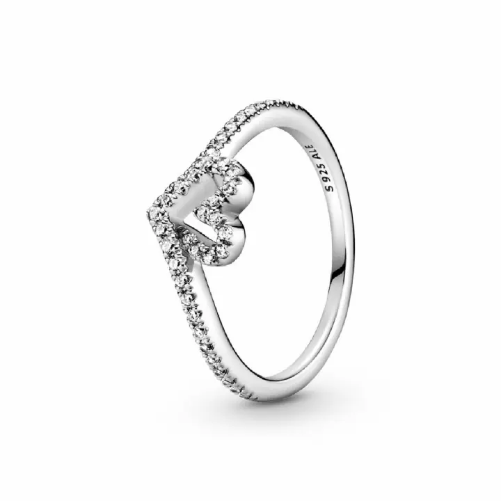 Anillo Pandora Plata Corazón Espumoso Brillante - 1