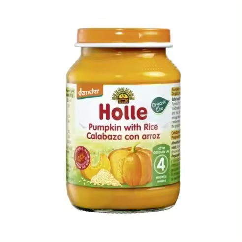 Potito de Calabaza con Arroz Holle - Comida para Bebés Ecológica - 1