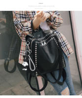 Mochila De Cuero Genuino Para Mujer Lujo Con Hebilla Multifuncional Bolso De Hombro Retro Para Viaje Y Escuela Moda Para Niña Adolescente Negro - details 16
