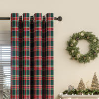 Cortinas De Navidad a Cuadros Térmicas Y Antipolvo Con Anillos Para Ventanas Cortina Negra Para Dormitorio Y Sala De Estar - details 12