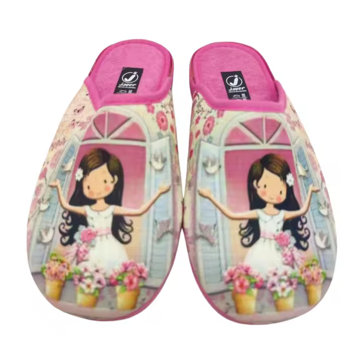 Zapatillas de Casa para Mujer de Verano color rosa de algodón y suela antideslizante - hechas en España Marca Javer - 1