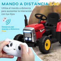 HOMCOM Tractor Eléctrico con Remolque Desmontable Coche Eléctrico para Niños 3-6 Años con Control Remoto Música MP3 Pantalla Luces y Cinturón de Seguridad 136,5x50x52,5 cm - details 4