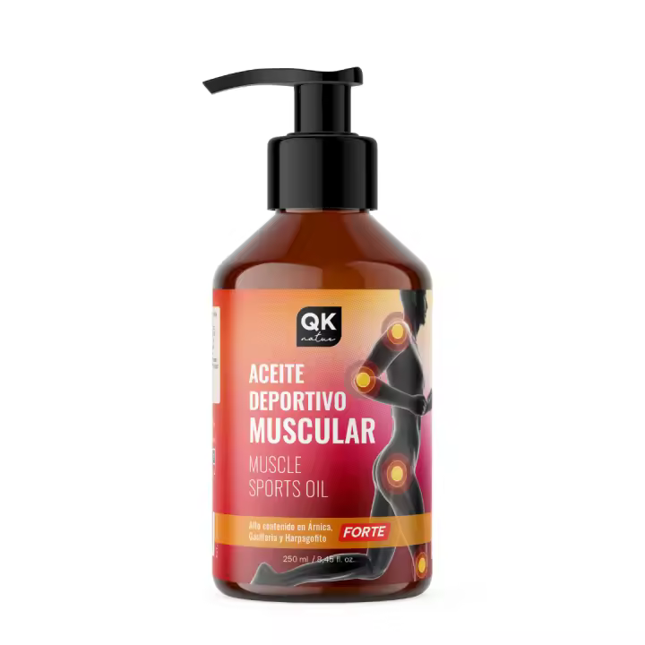 QKnatur - Aceite Deportivo Muscular (250 ml). Combinación de aceites de Origen Natural para masaje muscular - Contiene Árnica, Gaulteria y Harpagofito - 1