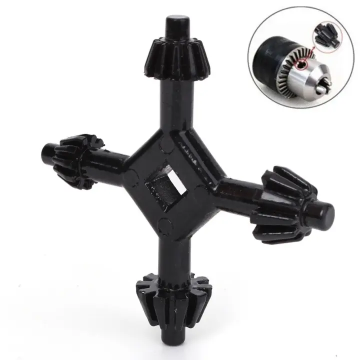 Llave De Rosca Cruzada 4 En 1 Para Taladro Llave De Chuck Multifuncional De Carbono Acero Tamaños 6mm 9mm 10mm 13mm Para La Mayoría De Los Taladros/Herramientas Eléctricas - 1