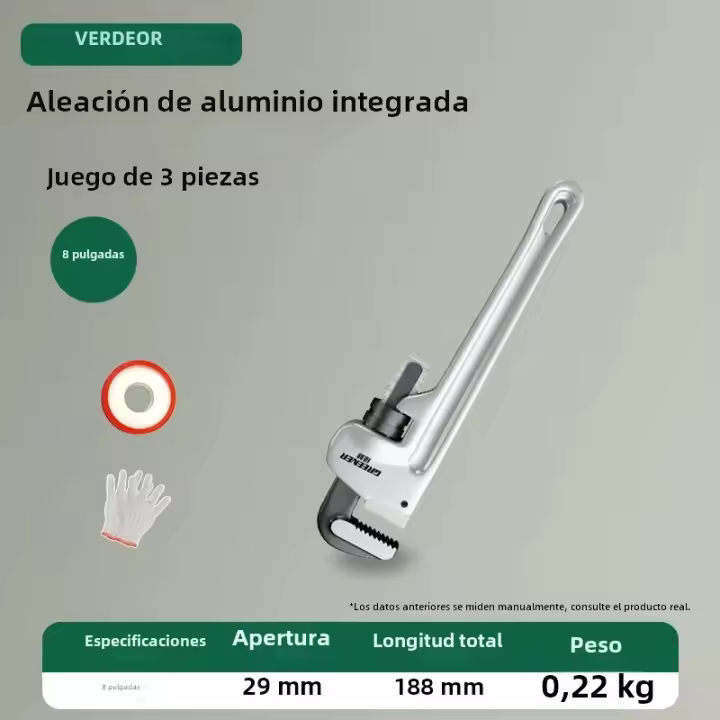 Llave De Tubo Ajustable De Aluminio 8/12/14/18 Pulgadas Ligeramente Más De 40% Fuerte Y Duradera Para Reparaciones De Plomería - 1