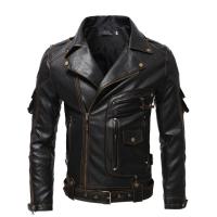 Chaqueta De Cuero PU Vintage Con Cremalleras Multiseguros Y Borla Para Motociclista Chaqueta De Cuero Con Bolsillos Para Hombre Estilo Punk - details 1