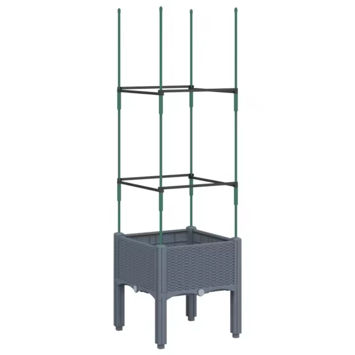 vidaXL Jardinera con enrejado PP gris 40x40x142,5 cm - 1