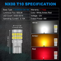 NAO Lámpara LED T10 W5W Super Brillante Para Coche Luz De Placa De Matrícula Interior 12V 194 168 Blanco Amarillo Rojo Bombilla Automotriz Mapa - details 0