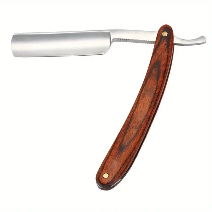 Afeitadora Retro Para Hombre Con Mango De Madera De Pera Hoja De Acero Carbono Herramienta De Afeitar Barbería Para Barba Y Cuello - 1
