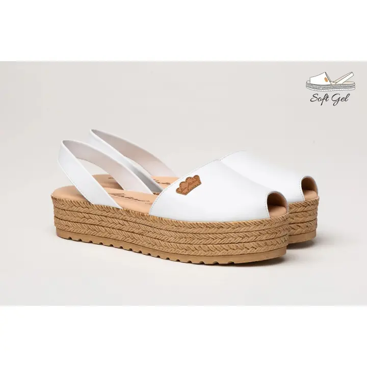 Mº1258 PIEL NEGRO Y BLANCO IBICENCA NAPA EVA MAÑAS "GEL-MEMORY FOAM" Ibicenca Napa Eva Mañas "Gel-Memory Foam"Unas ibicencas ligeras, suaves y flexibles. Zapato tipo ibicenca fabricado en napa de piel bovina. La parte interior está fabricada con forro de - 1