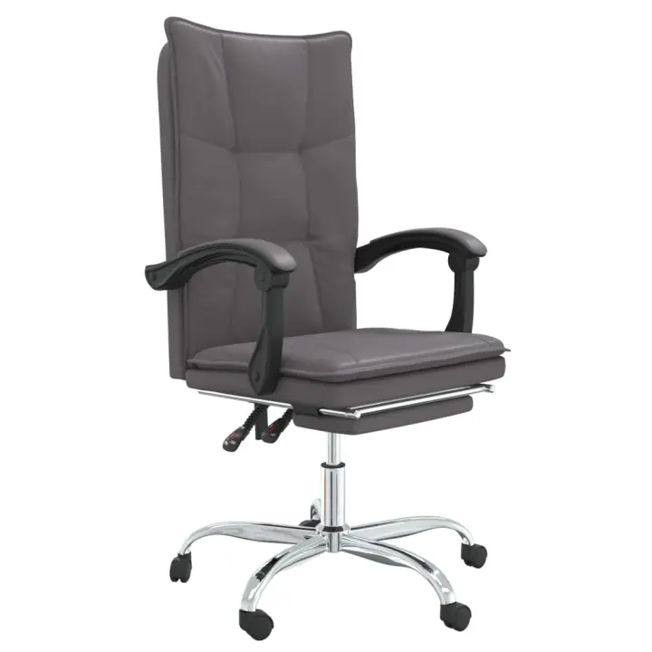 Silla de Oficina reclinable Cuero sintético Gris - 1