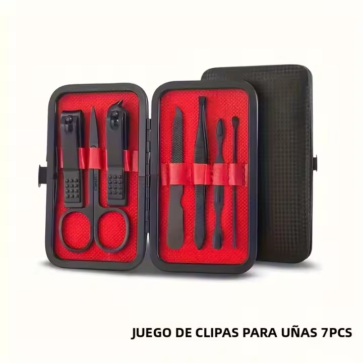 Kit De Tijeras De Uñas Profesionales 7/12/24pcs Negro Ultra Afiladas Y Resistentes Para Cuidado De Pedicura Y Manicura Herramientas De Corte De Uñas - 1
