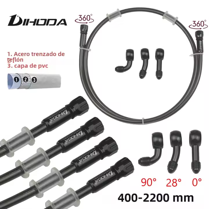 Tubo De Freno De Caña De Acero Teflon PVC Transparente Negro AN3 Para Motocicleta Reforzado Para Carreras Master Cylinder Clutch Hydraulico - 1