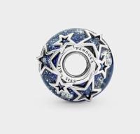 Pandora Charm Murano-Glas Momentos 'Sterne' Silber, Blau 790015 C00 - details 3