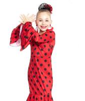 Disfraz de Sevillana rojo con lunares blancos negros para mujer niña, Vestido de flamenca para fiesta feria abril - details 2