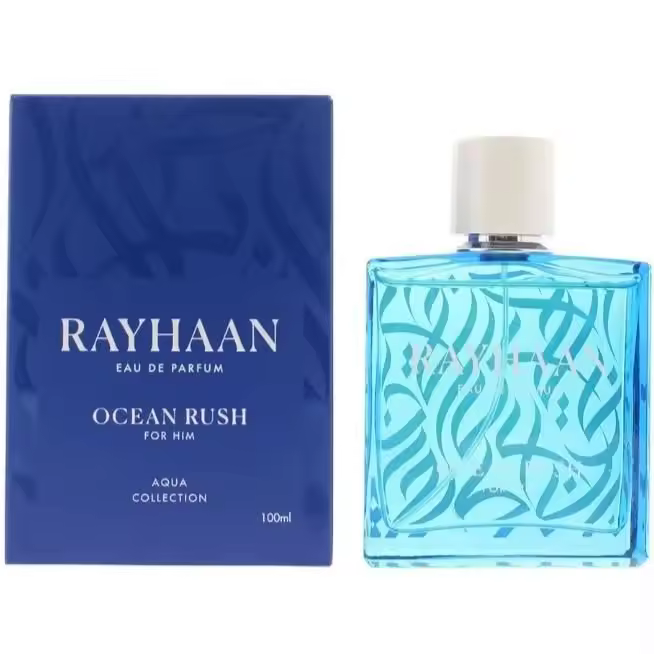 Rayhaan Ocean Rush Eau de Perfume Spray para Hombre 100ml Aqua , Fragancia Masculina con Notas Cítricas , Fresco y Acuático - 1