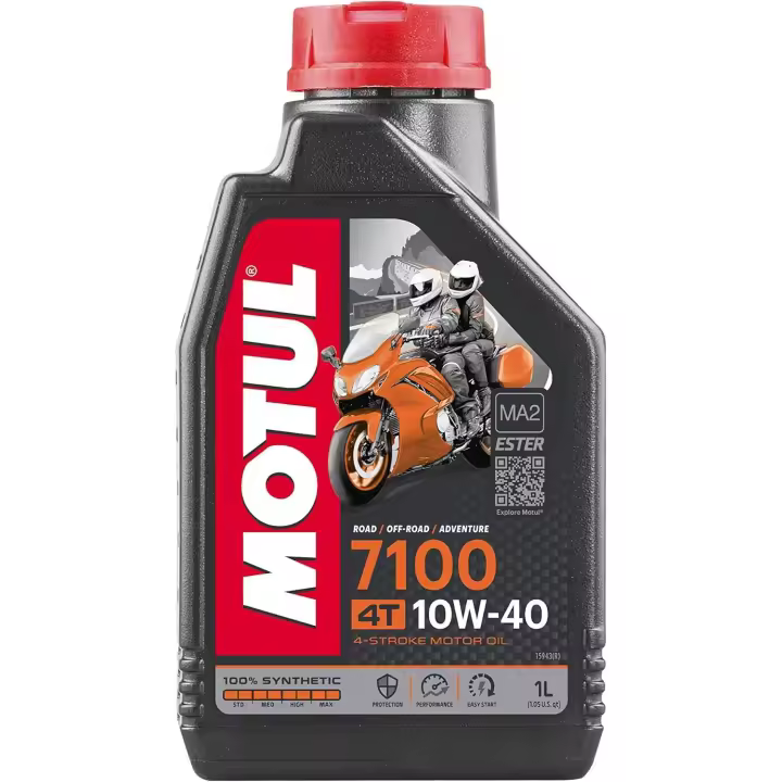 Motul Aceite de Motor 7100 4T 10W-40 1L - Lubricante sintético para motos de 4 tiempos - Alta resistencia a altas temperaturas y velocidades- Motos de agua y nieve - 1