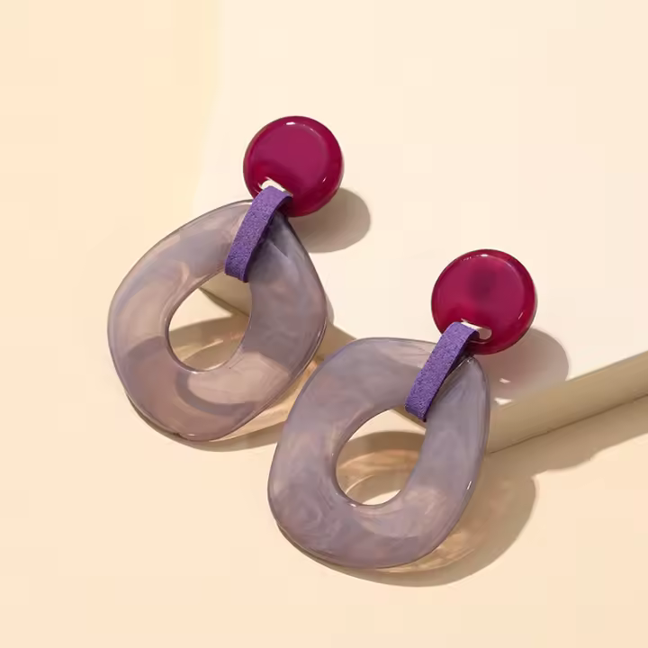 Pendientes Colgantes De Génesis Largos Y Coloridos Para Mujer Estilo Coreano Joyería Sencilla Forma Geométrica Tendencia - 1