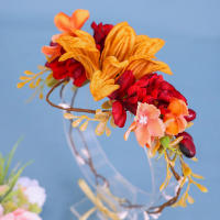 Diadema De Garlanda Naranja Retro Bohemio Accesorio De Cabello Para Viaje Y Vacaciones Simulación De Flores Material Otr - details 0