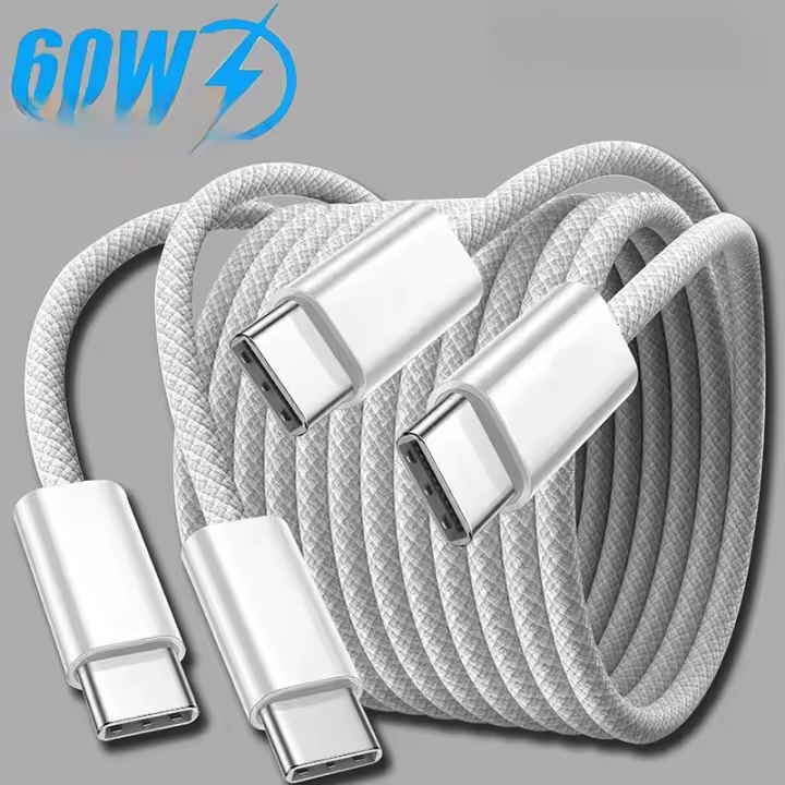 Cable De Color PD 60W Para iPhone 16 15 pro Carga Rápida Para Xiaomi Samsung Huawei Tipo C Tejido 1M 2M 3M Adaptador De Cable - 1
