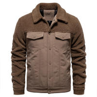 Chaqueta de retales para hombre, chaqueta informal de lana de cordero de alta calidad, talla europea, otoño e invierno, 2024 - details 1