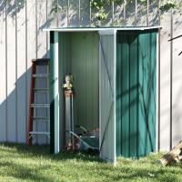 Outsunny Caseta de Jardín 1,07 m² 142x84x189 cm Cobertizo Exterior de Acero Galvanizado con Puerta Cerradura y Orificios de Drenaje para Almacenamiento de Herramientas - details 1