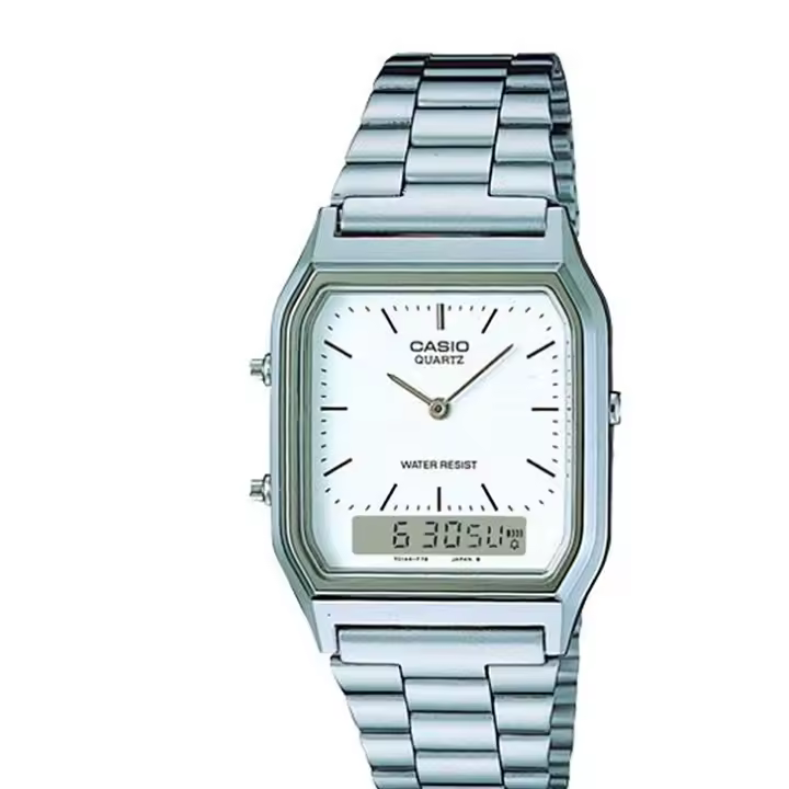 Casio Vintage AQ-230A-7DMQYES Analógico/Digital Rectangular Plateado Unisex Correa Acero Ajustable. - 1