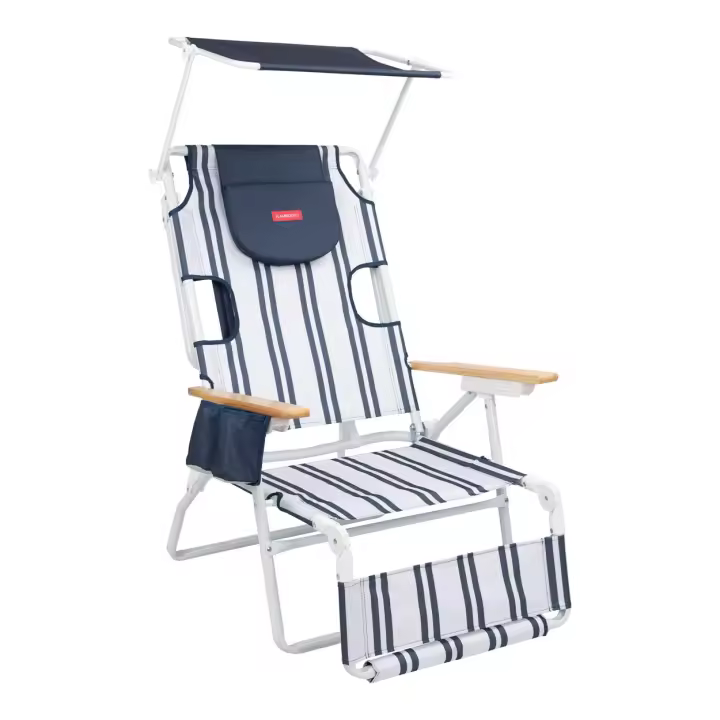 Flamingueo Tumbona Plegable Agujero Acolchado Cabeza y Brazos Reclinable 5 Posiciones Parasol Ajustable UPF 50+ Asas Mochila Fácil Transporte Reposapiés y Reposabrazos 50 x 69 x 105 cm - 1
