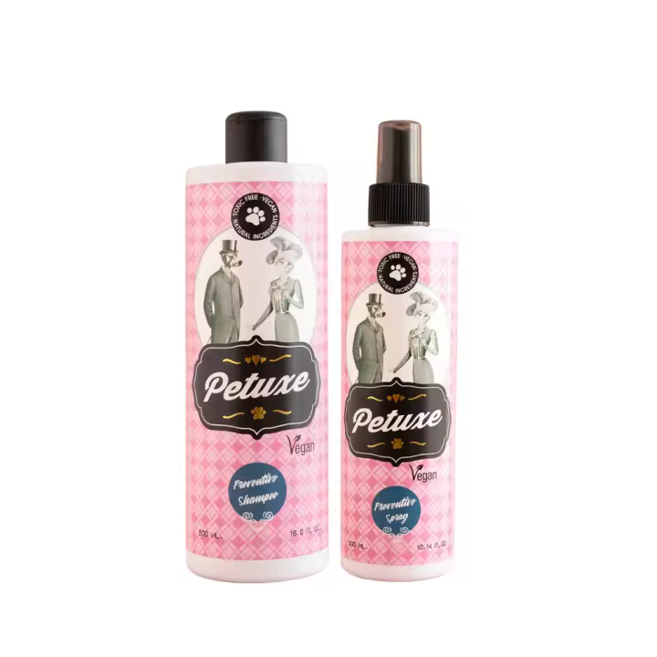 Petuxe Cosmetics Champú y Spray Preventivos para Perros y Gatos | Hidratación Profunda y Prevención de Insectos - 1
